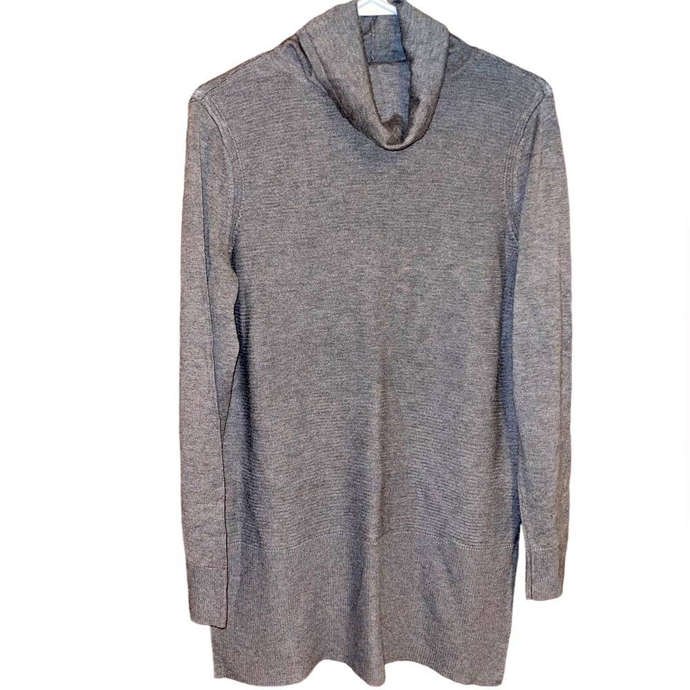 Elegant Adrienne Vittadini Cowl Sweater Tunic Gray Size Large